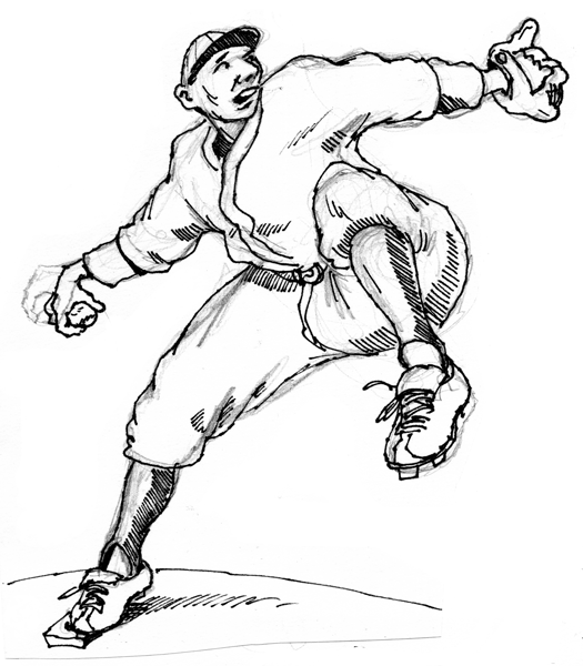 Vintage Baseball: Pencil and Pen and Ink 