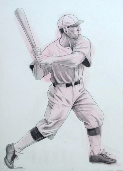 Vintage Baseball: Pencil and Watercolor 