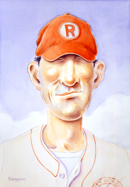 Vintage Baseball: Watercolor Manager of the AAGPBL Rockford Peaches